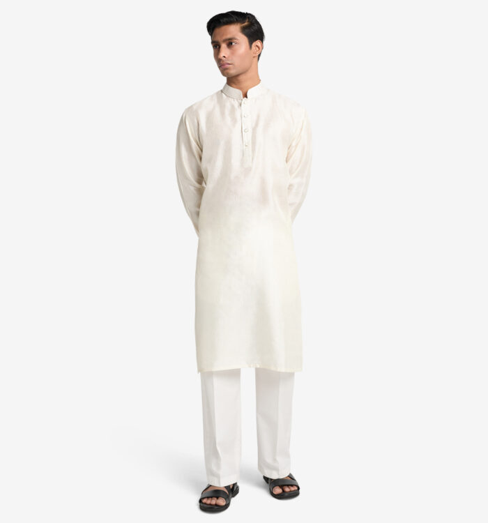 MAHAL White Damask Panjabi - Image 1